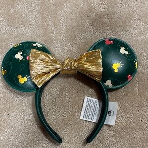 Disney Green and Gold Christmas Mickey Mouse Ear Headband